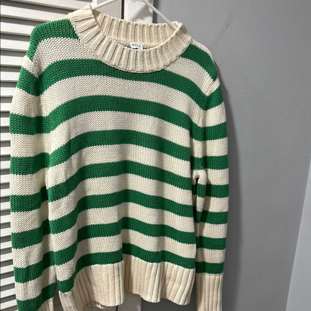 Green and Cream Striped Sweater